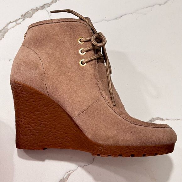 MICHAEL Michael Kors | Rory Boot Chukka Wedge Lace Up Sand Taupe Suede Size 5 - Picture 8 of 15